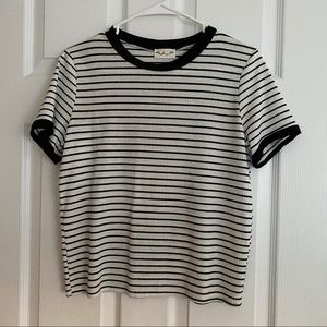 Ribbed short sleeve striped top